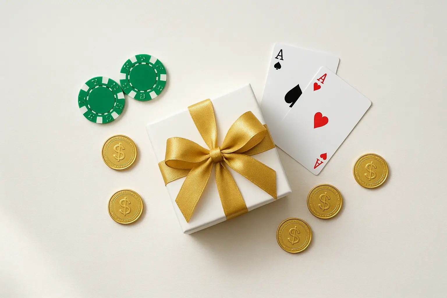 Luxury Casino Gift Premium gift box with casino chips, cards, and gold coins